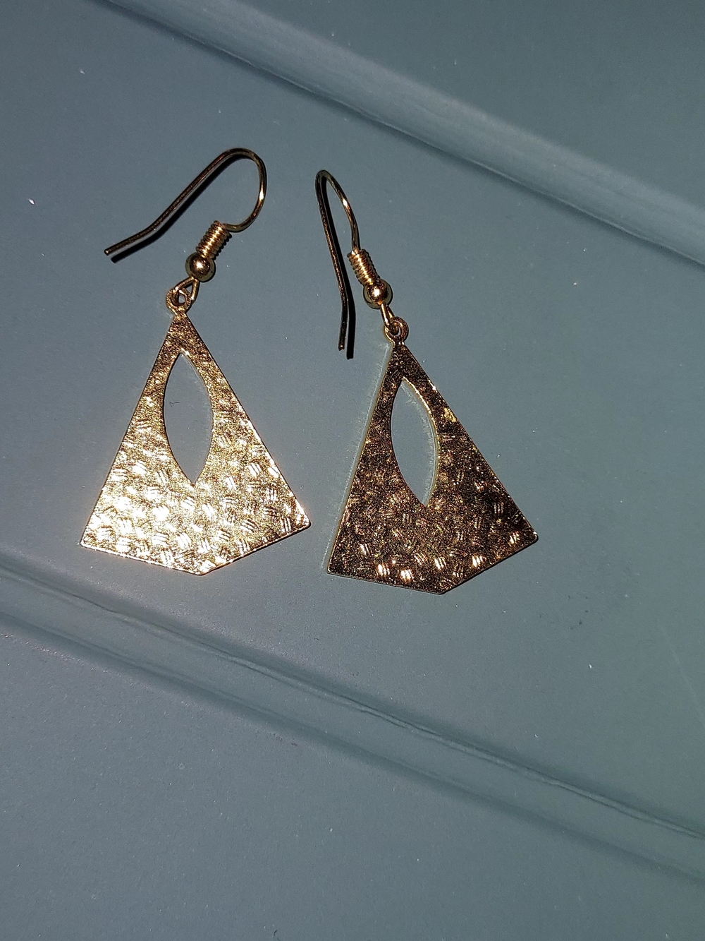 Gold-Tone Floral Enamel Drop Earrings - Pink & Green - Picture 2 of 2